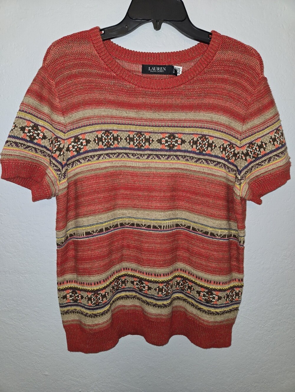 Lauren Ralph Lauren Geo-striped Short Sleeve Sweater, 1X - Picture 2 of 8